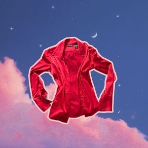 silk red button up top